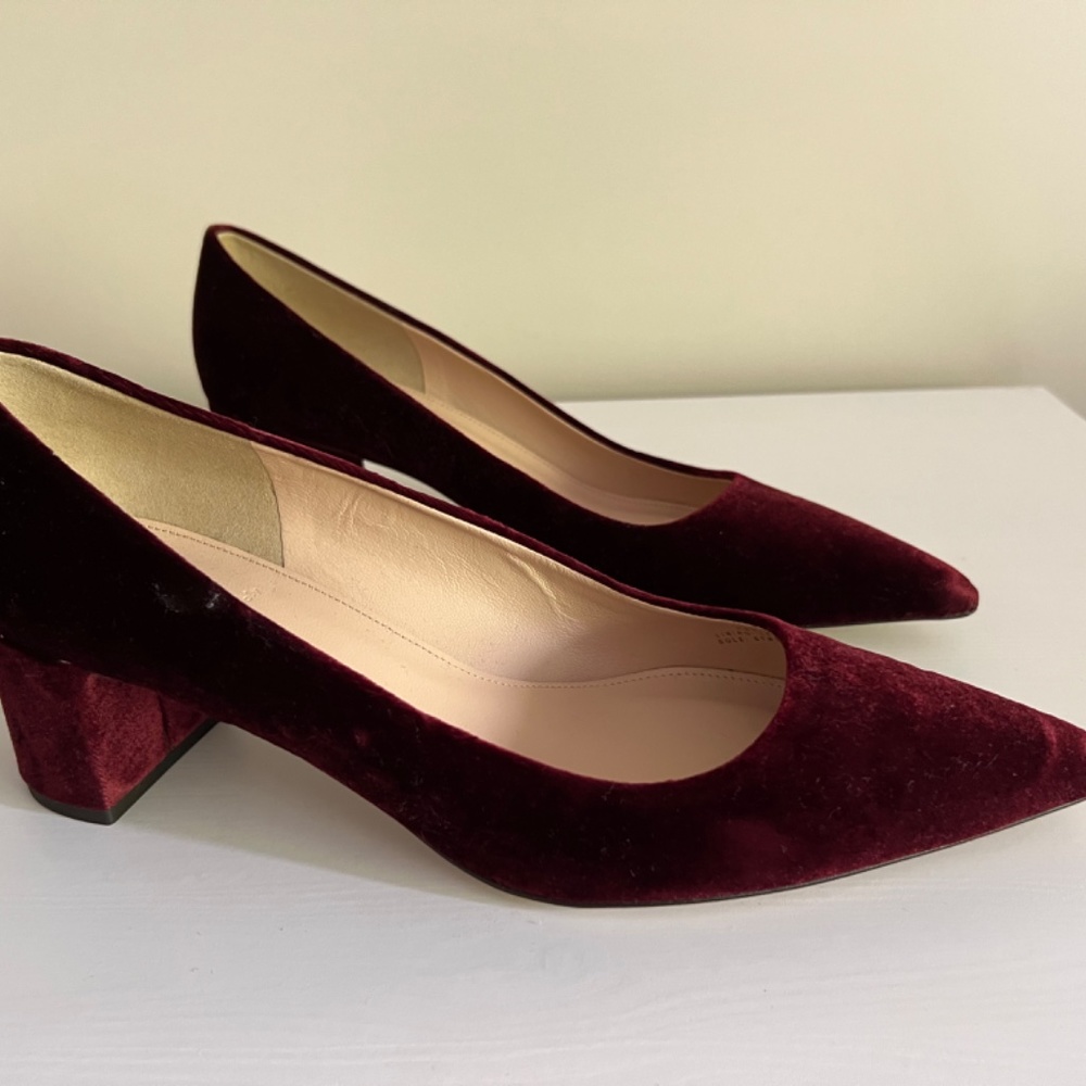 J. Crew Avery Heel in Burgundy Velvet size 11 - Picture 2 of 5